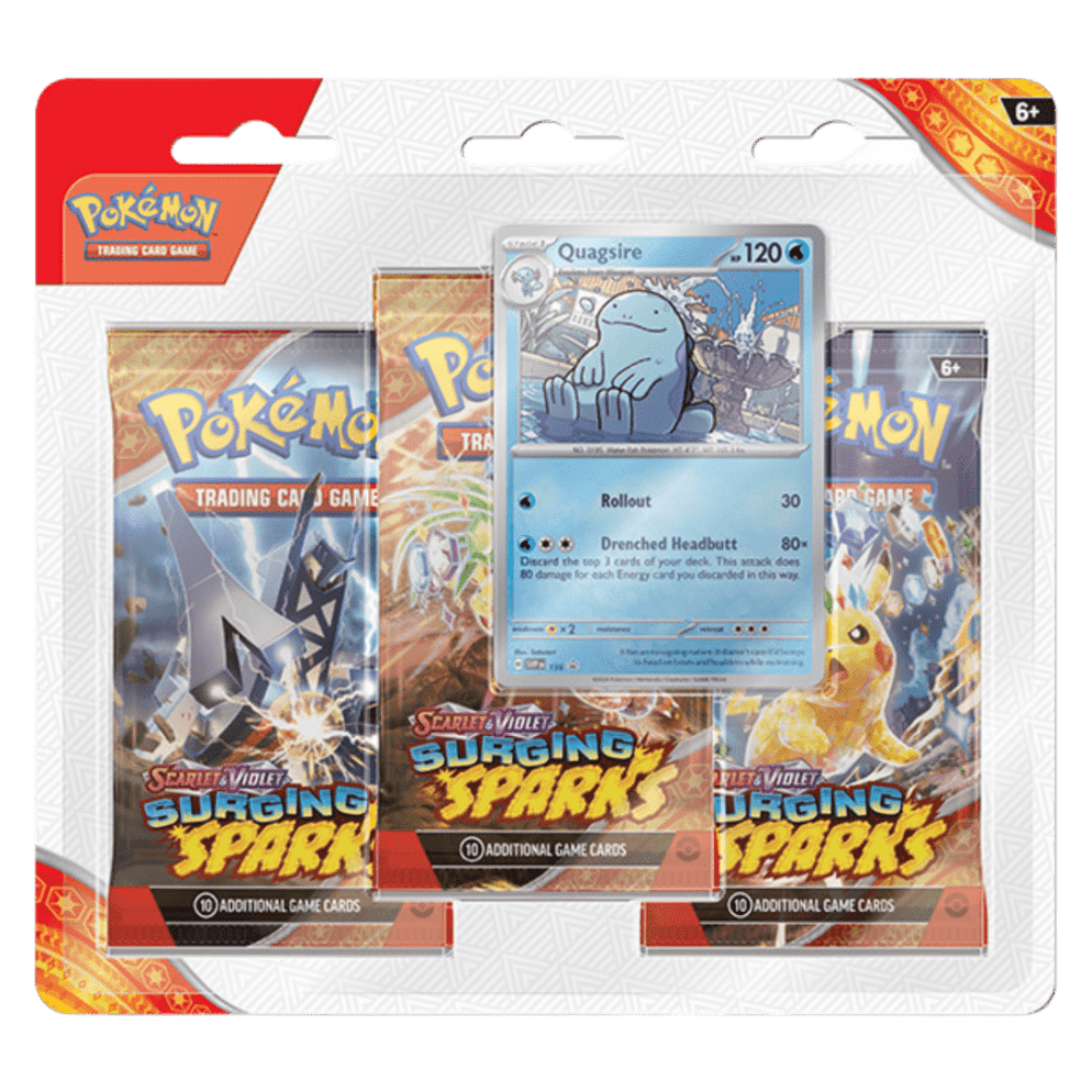 Pokemon TCG: Scarlet & Violet 8 - Surging Sparks 3-Pack Blister (Quagsire)