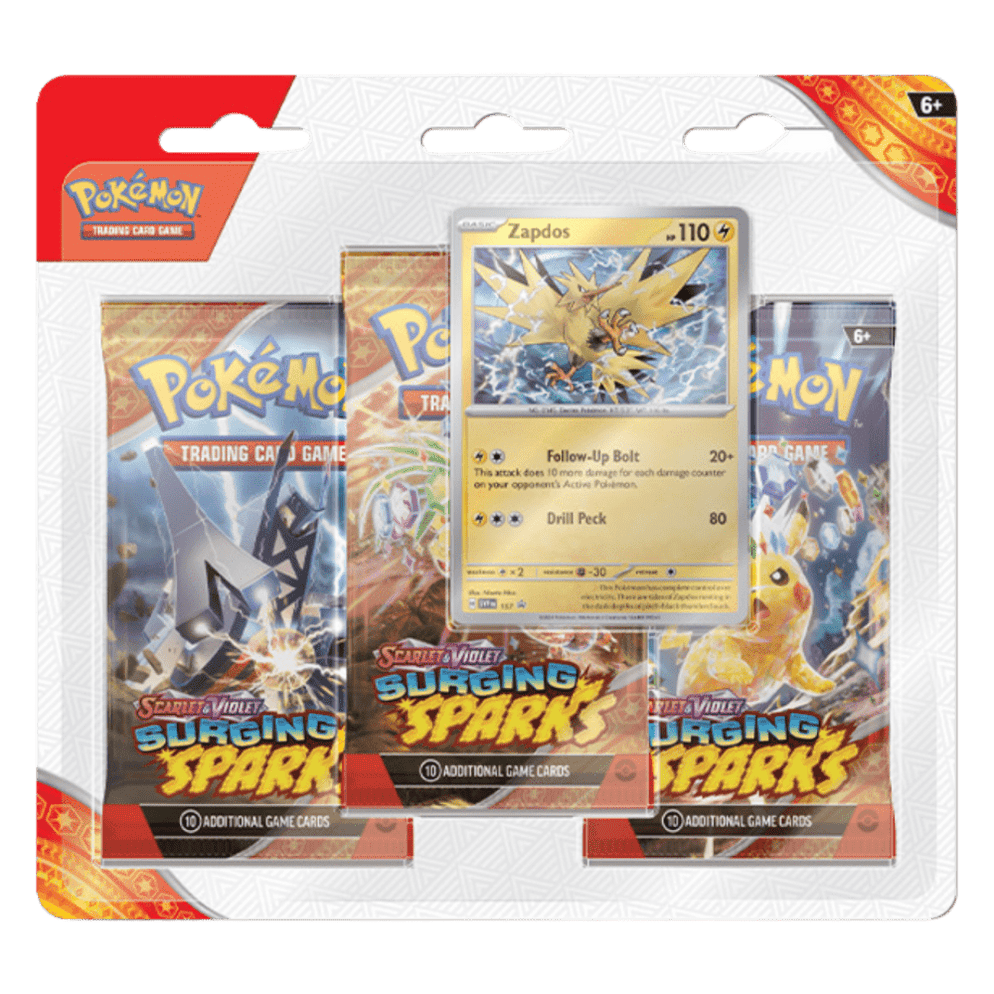 Pokemon TCG: Scarlet & Violet 8 - Surging Sparks 3-Pack Blister (Zapdo LPCards Pokemon TCG: Scarlet & Violet 8 - Surging Sparks 3-Pack Blister (Zapdo LPCards